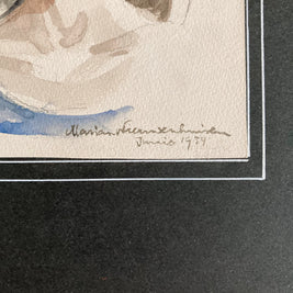 Mid Century Watercolor Portrait: Young Woman, Signed & Dated 1954