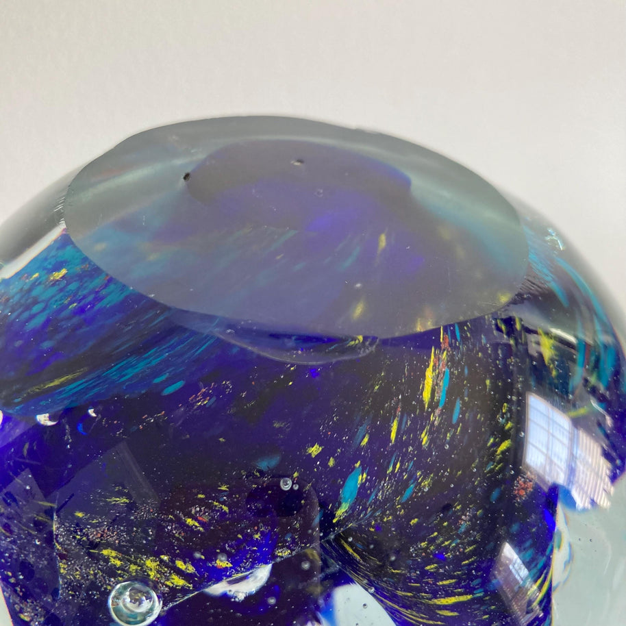 Murano Style Art Glass Paperweight: Ocean Fish Aquarium Orb (5.5