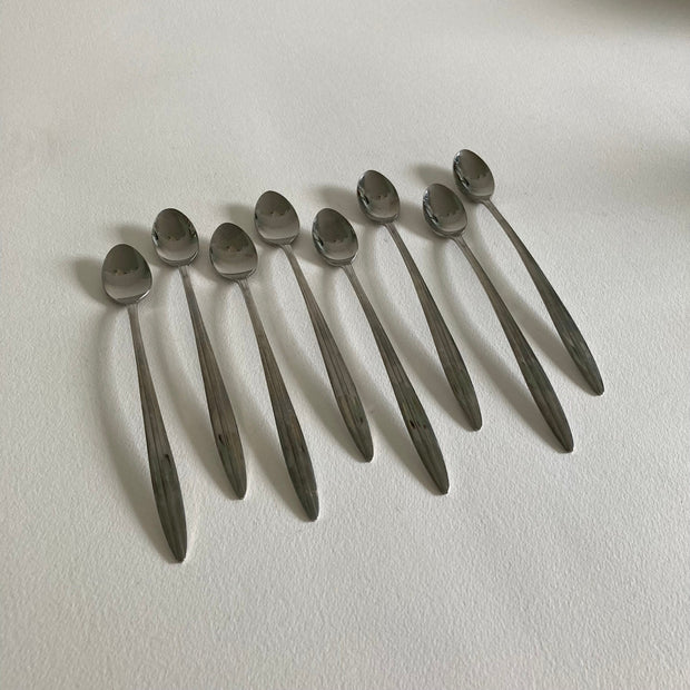 Vintage Mid-Century Modern Stainless Steel Ice Tea Spoons - Set of 8