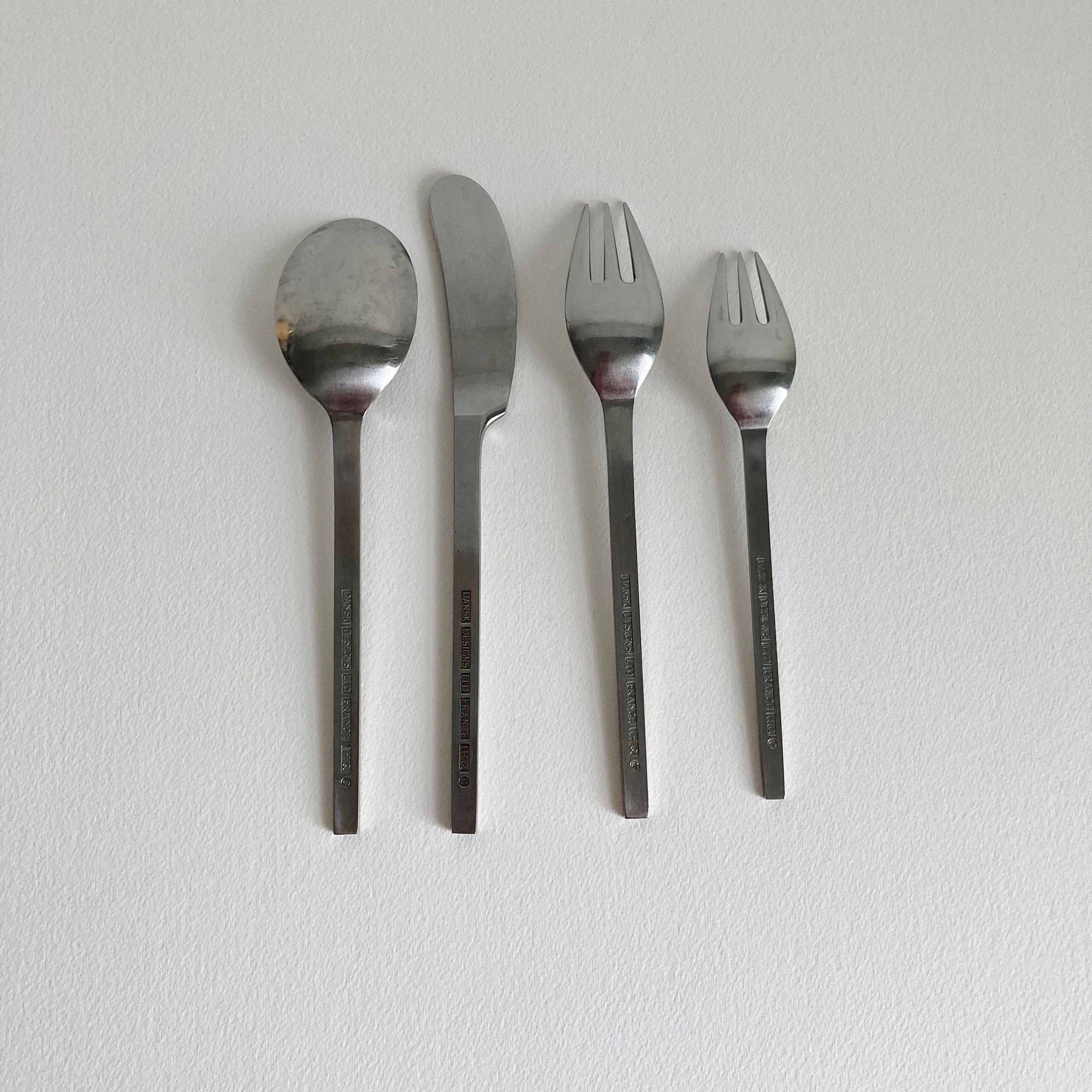 Vintage Dansk Ingot Flatware Set: MCM 4-Piece Place Setting