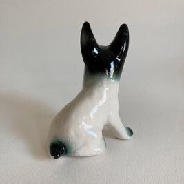 AS IS Vintage 1930s Scottie Dog Statue: Ceramic Scottish Terrier with Gold Accents