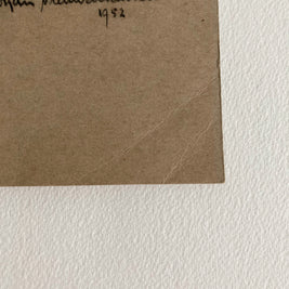 Mid-Century Portrait Art: Young Woman with Veil, 1952 Signed Drawing