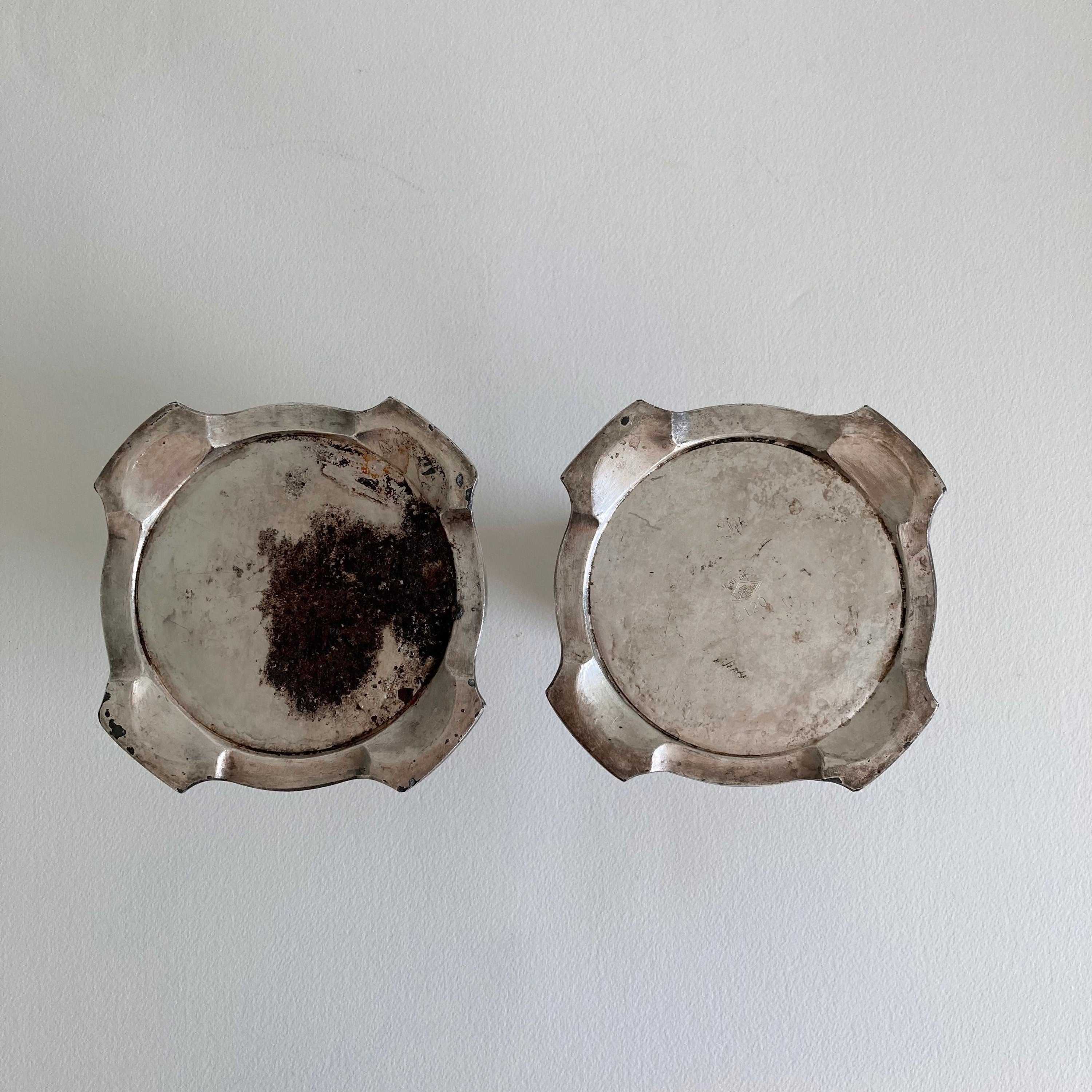 Edwardian Silver Plate Candlesticks - Floral Swag Design - Circa 1900