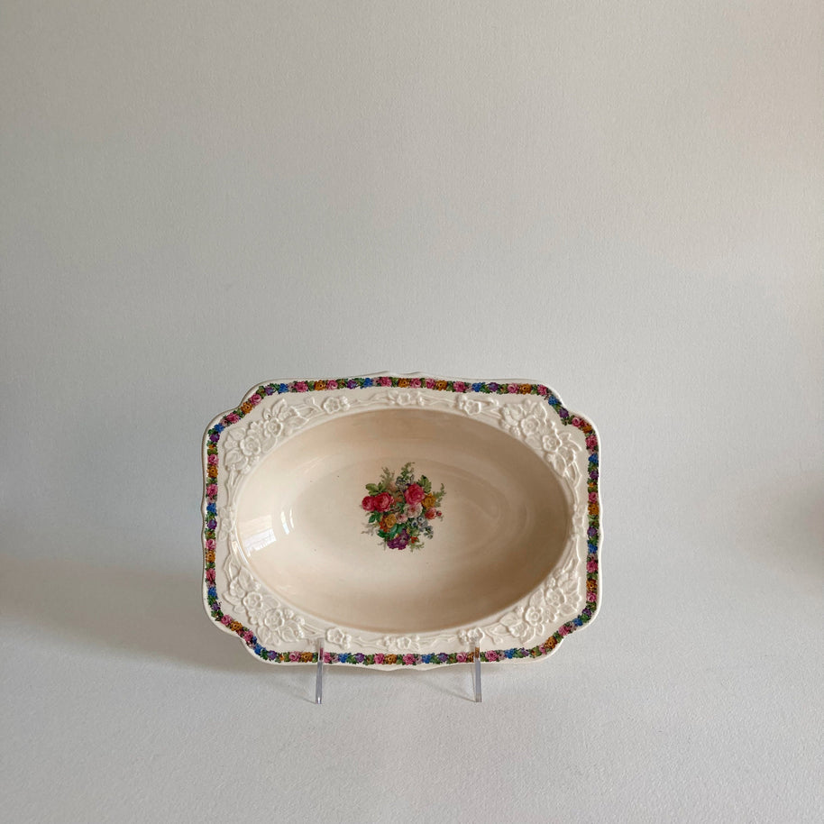 Vintage Crown Ducal Bowl: Gainsborough Charm Floral Vegetable Dish