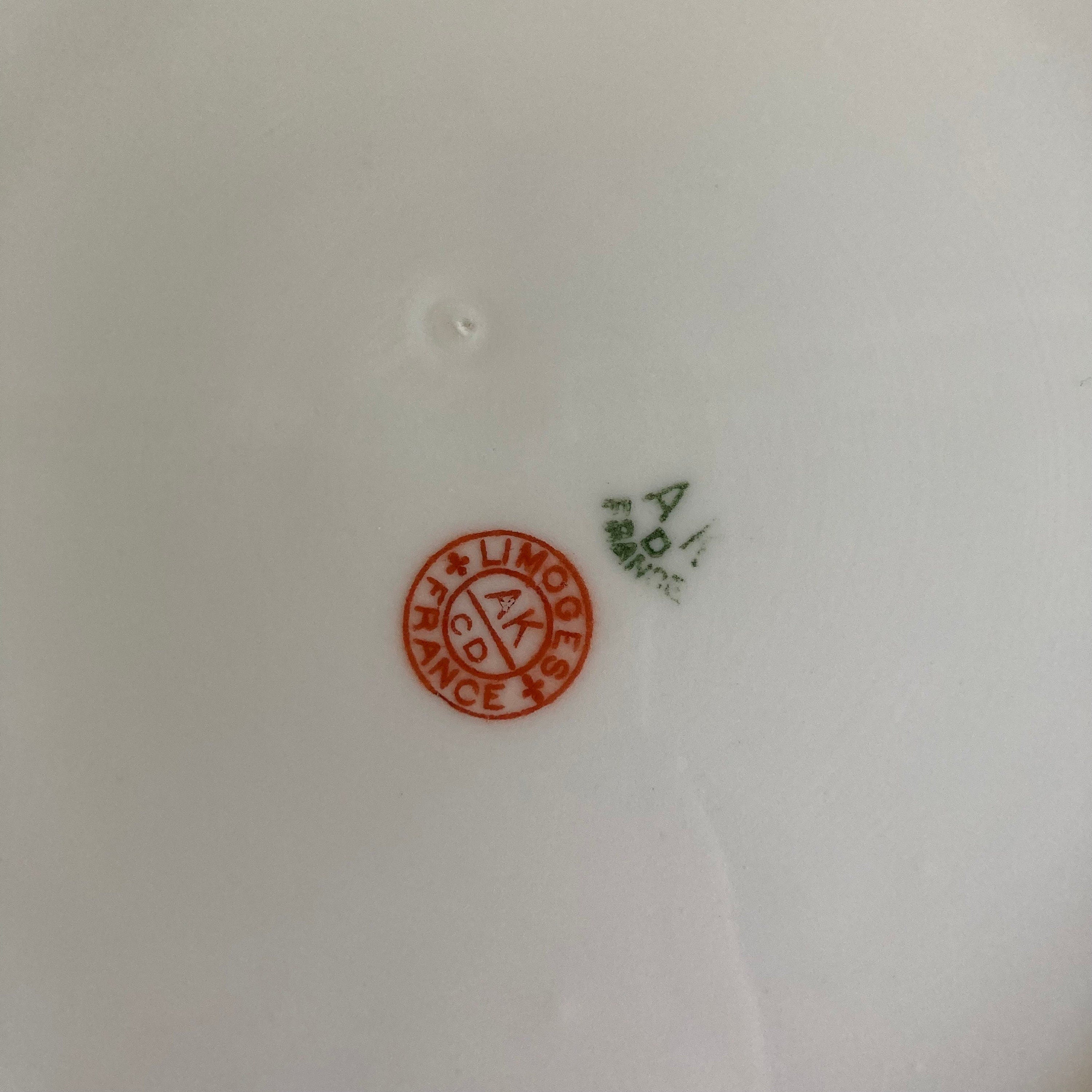 Antique Limoges Porcelain Plate: Hand-Painted Floral, Gold Detail