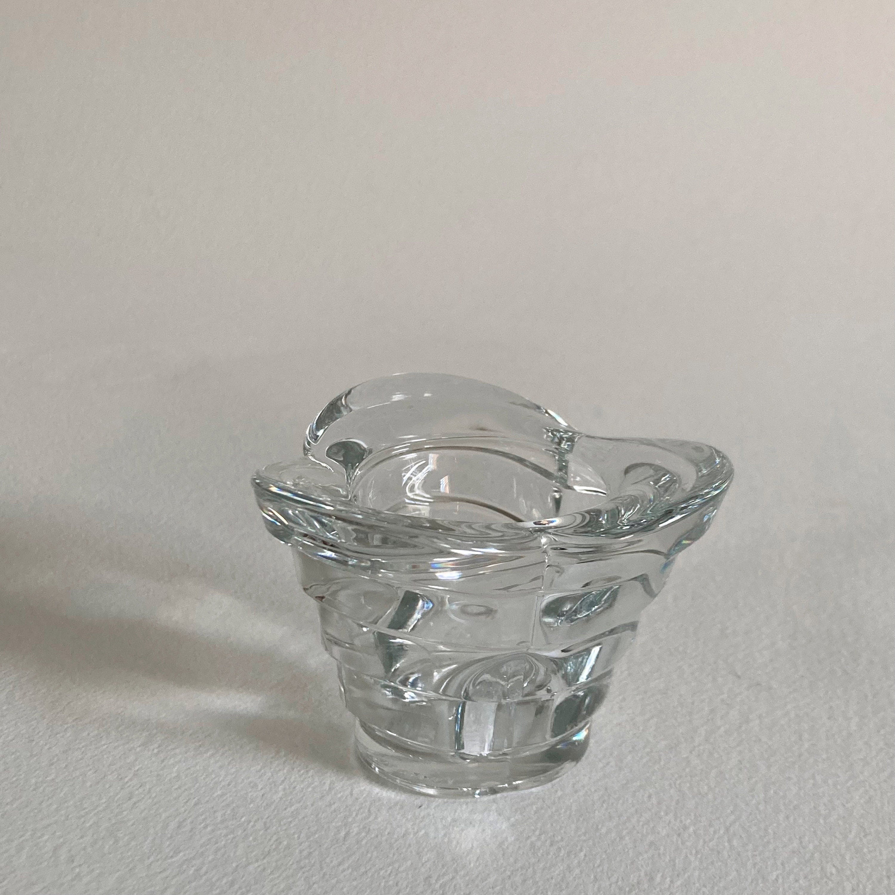 Italian Glass Candle Votive: Clover Shape, Ribbed Profile