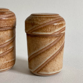 Artist Signed Ceramic Lidded Jars: Handmade Studio Pottery, Set of 2
