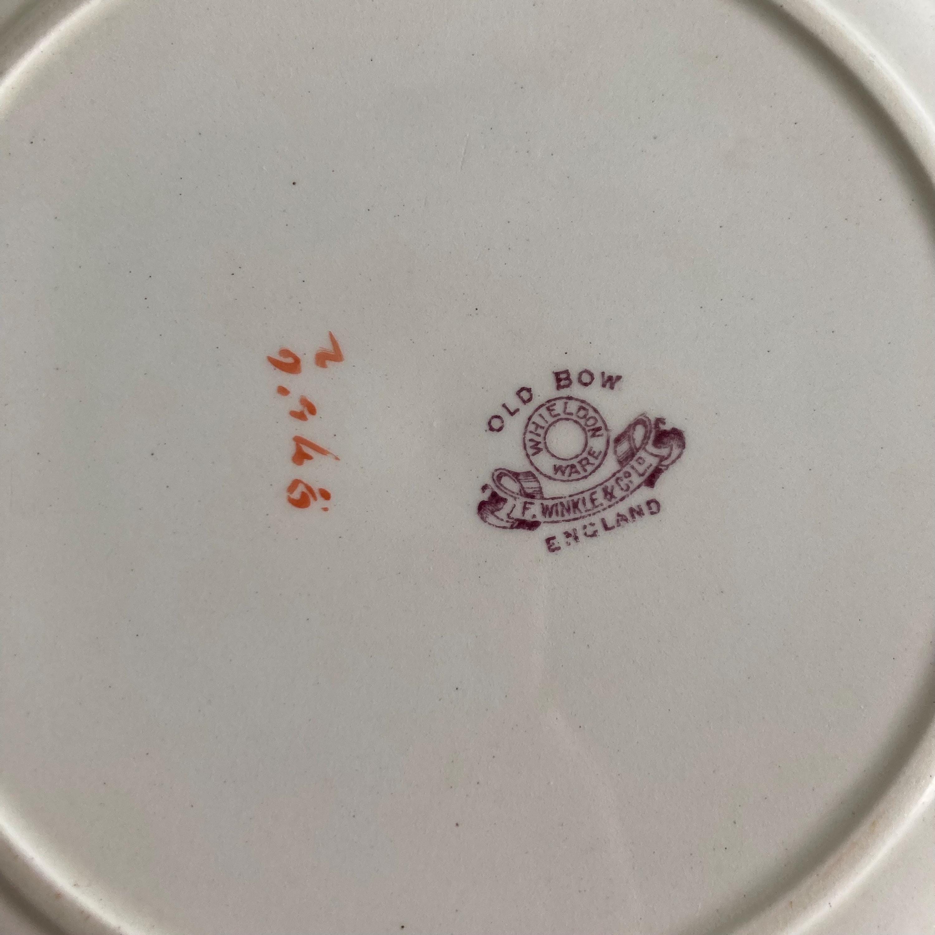 1920s Whieldon Ware Plates (Set of 3): Old Bow Bird & Floral Motif