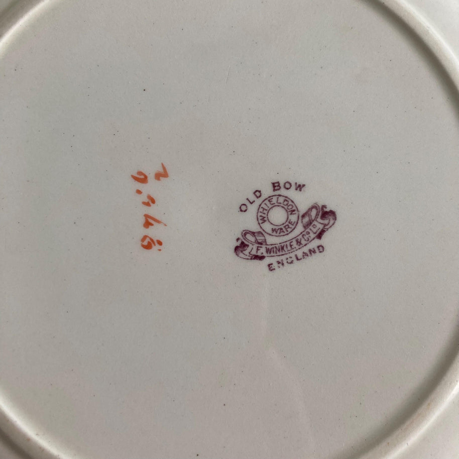 1920s Whieldon Ware Plates (Set of 3): Old Bow Bird & Floral Motif