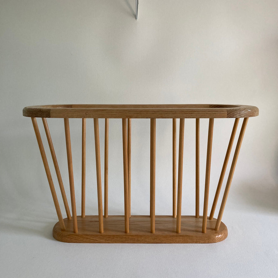 Vintage Spindle Magazine Rack - Blonde Wood Modern Design