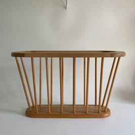 Vintage Spindle Magazine Rack - Blonde Wood Modern Design