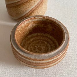 Artist Signed Ceramic Lidded Jars: Handmade Studio Pottery, Set of 2