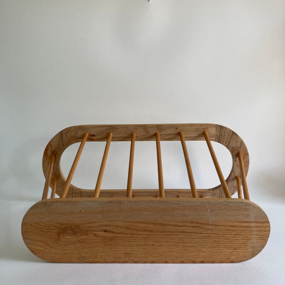 Vintage Spindle Magazine Rack - Blonde Wood Modern Design