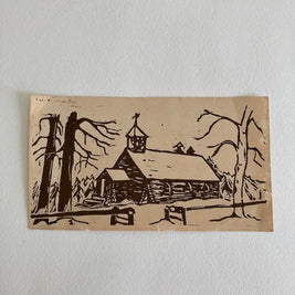 Vintage Alaskan Woodblock Print: St. Mark’s Church, Nenana, 1951