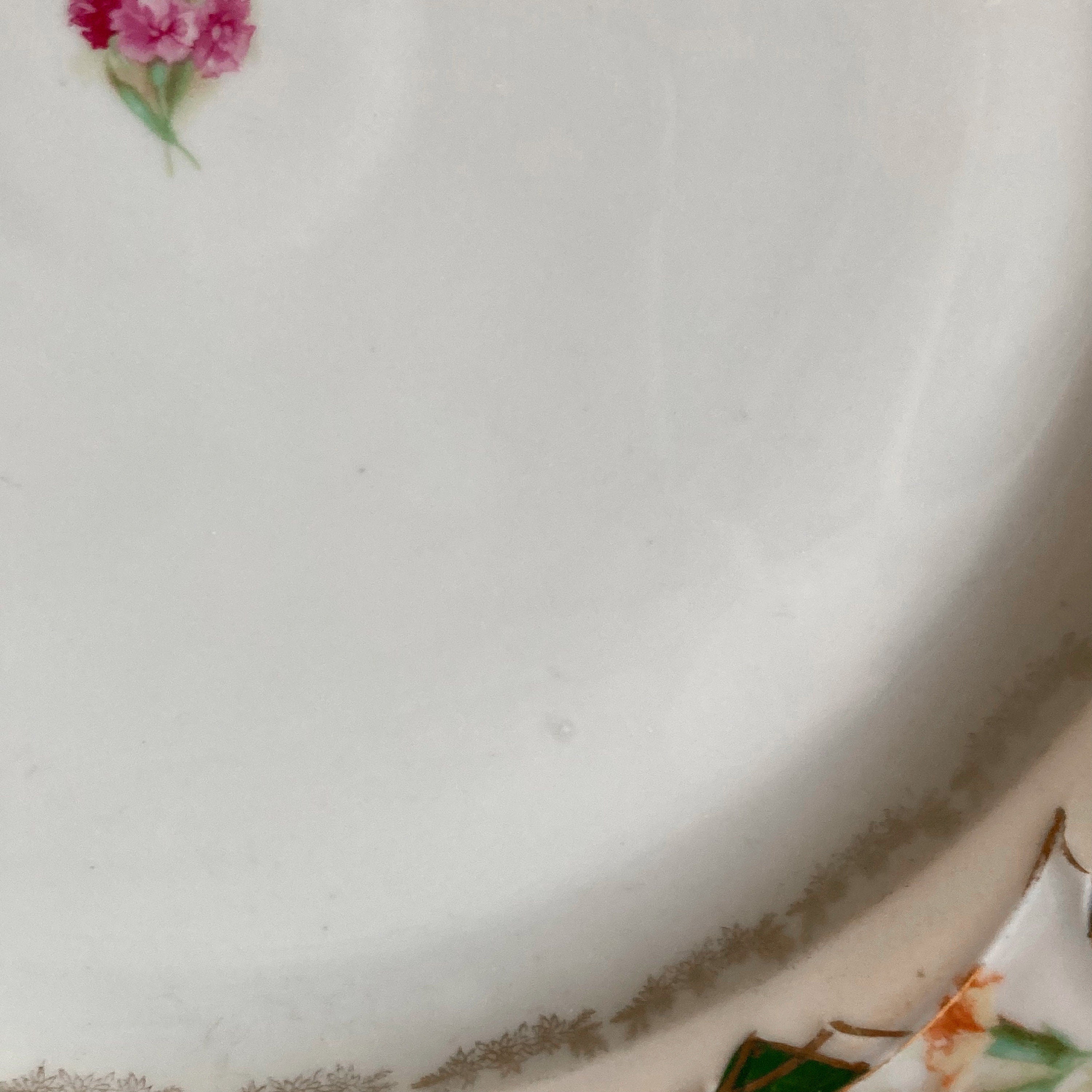 Antique M.Z. Austria Display Plate: Pink & Green Floral, Scalloped Rim