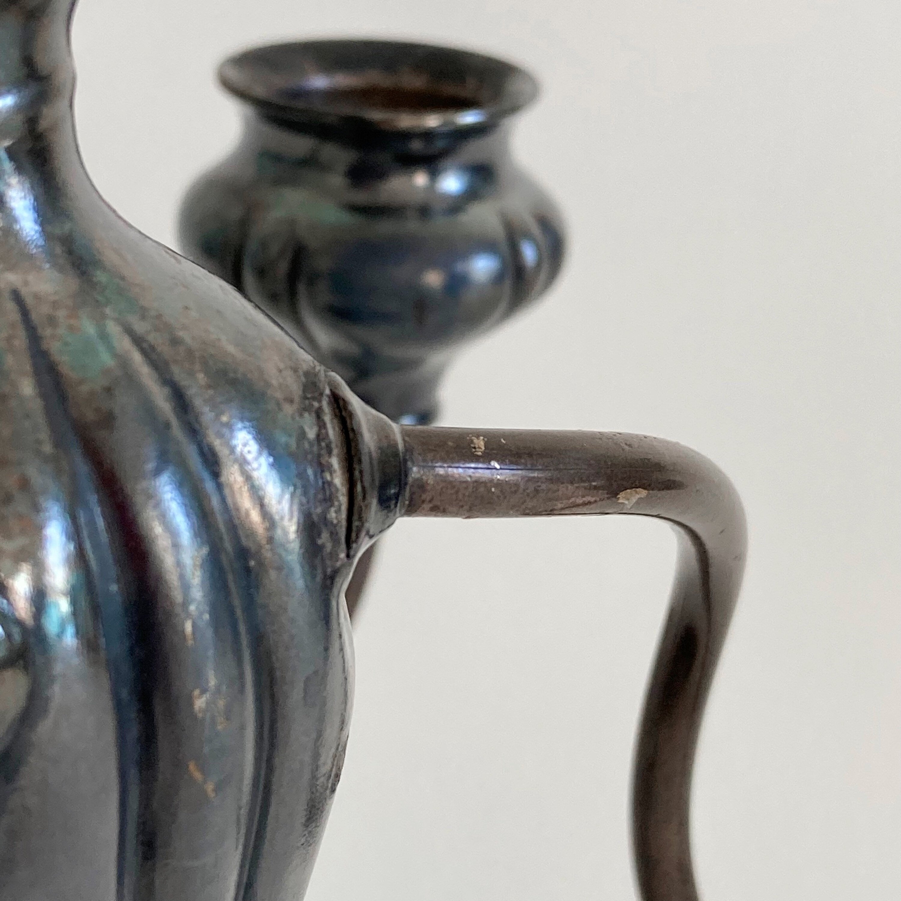 Art Nouveau Silver Plate Candelabra: Barbour Gothic 5-Arm Candle Holder