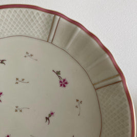 Pair of Vintage Limoges Pedestal Plates: French Porcelain Dessert Stands, Pink Floral