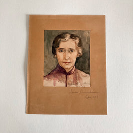 Mid Century Watercolor Portrait: Woman in Kimono Jacket, Signed Art (1953)