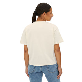 SOLID PHOTO TEST ... Boxy Tee — Vintage 'Kitty Table' Black & White Graphic Women's Crop Tee