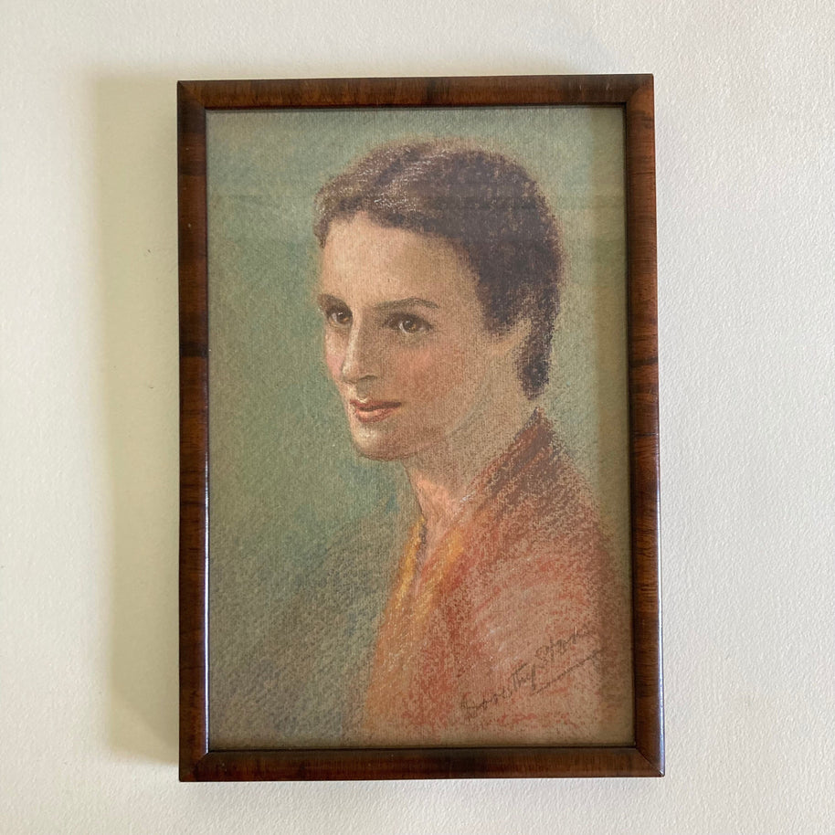 Dorothy Stone Attributed Pastel Portrait: 1930s/ 1940s Woman, Framed Art
