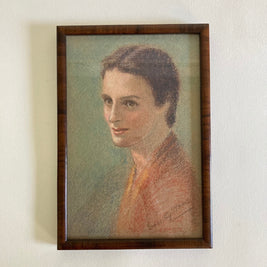Dorothy Stone Attributed Pastel Portrait: 1930s/ 1940s Woman, Framed Art