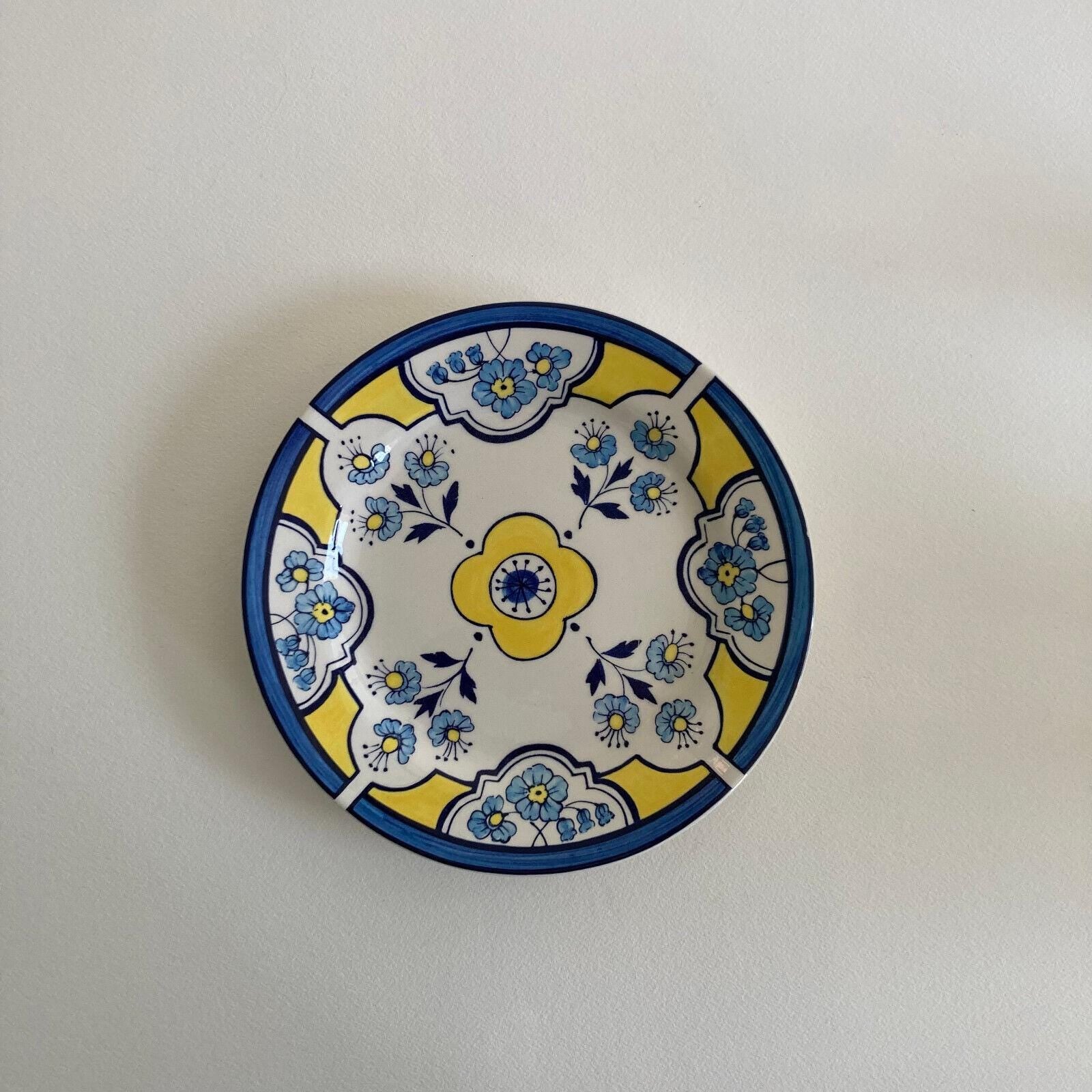 Tiffany & Co. ESTE CERAMICHE Made in Italy Decorative Plate, Blue Yellow Floral