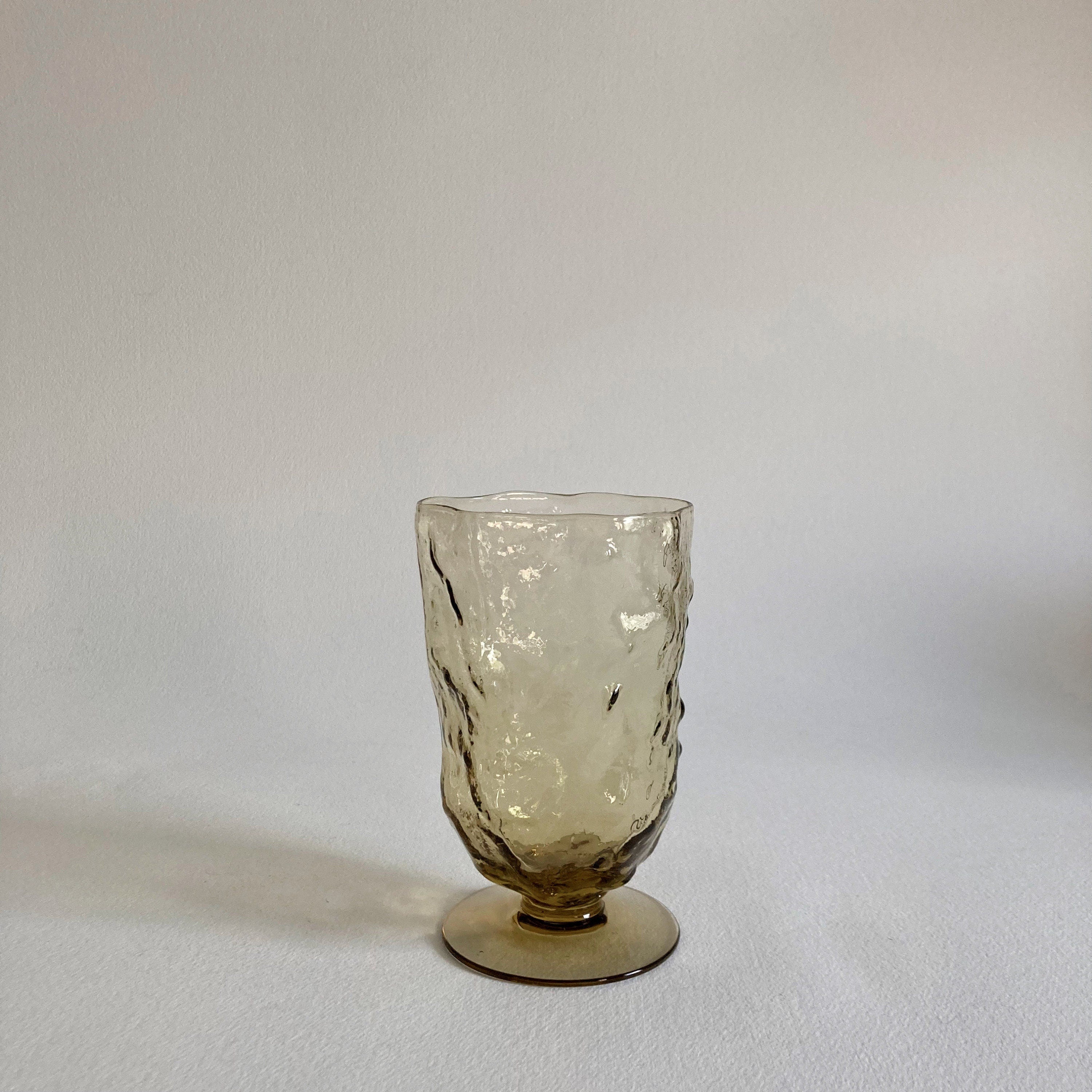 Vintage Morgantown Amber Crinkle Glass Goblets - Set of 4