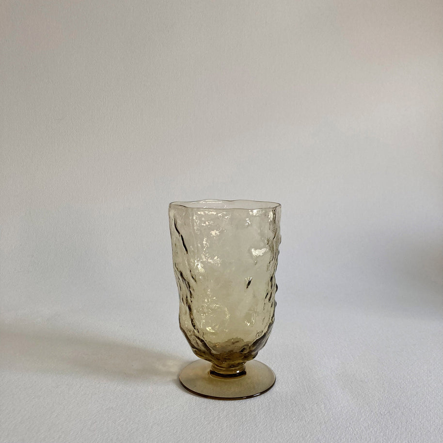 Vintage Morgantown Amber Crinkle Glass Goblets - Set of 4