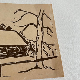 Vintage Alaskan Woodblock Print: St. Mark’s Church, Nenana, 1951