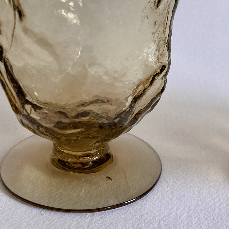 Vintage Morgantown Amber Crinkle Glass Goblets - Set of 4