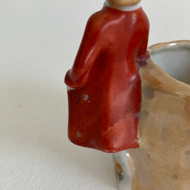 1930s Japanese Lusterware Planter: Boy with Dog Pen Cup