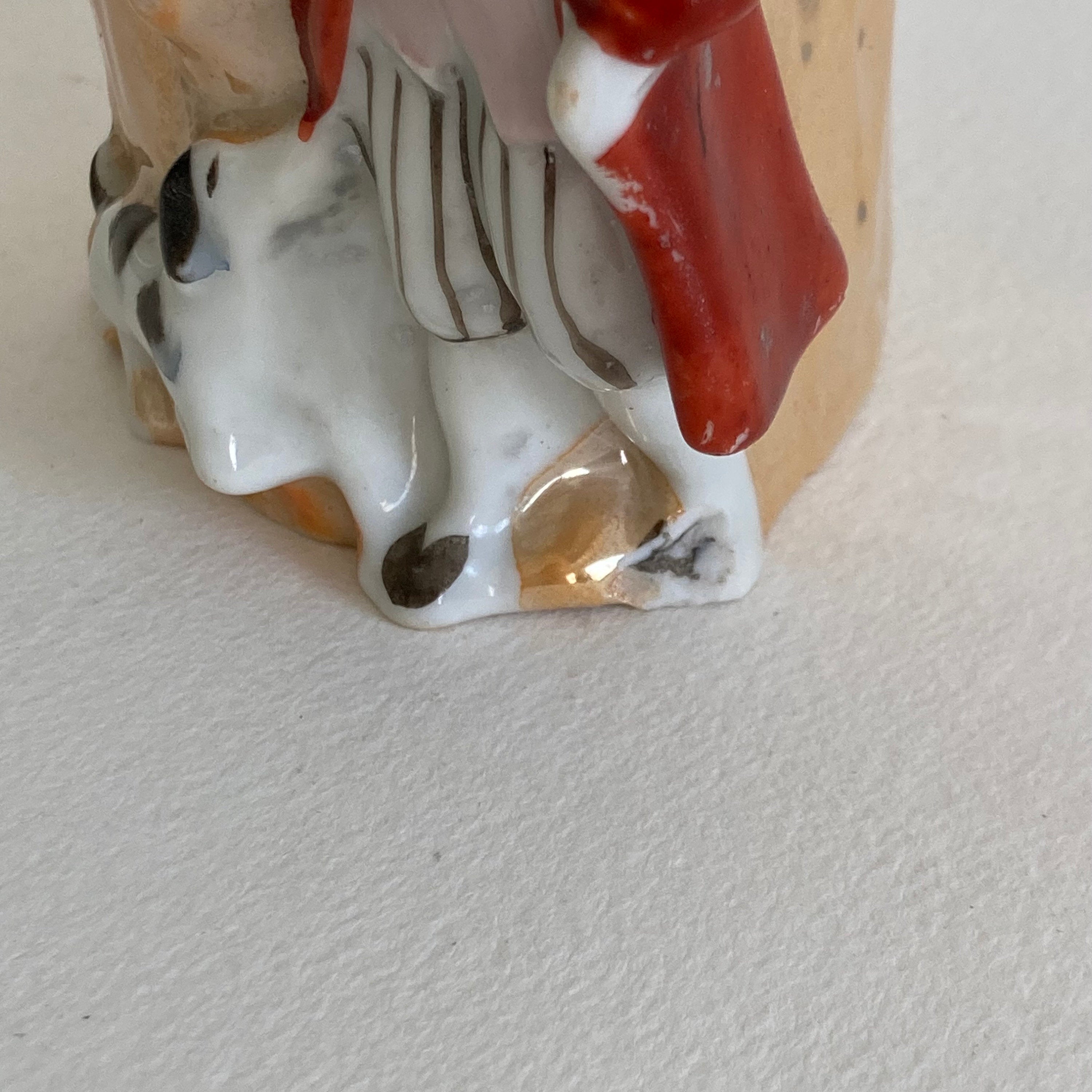 1930s Japanese Lusterware Planter: Boy with Dog Pen Cup