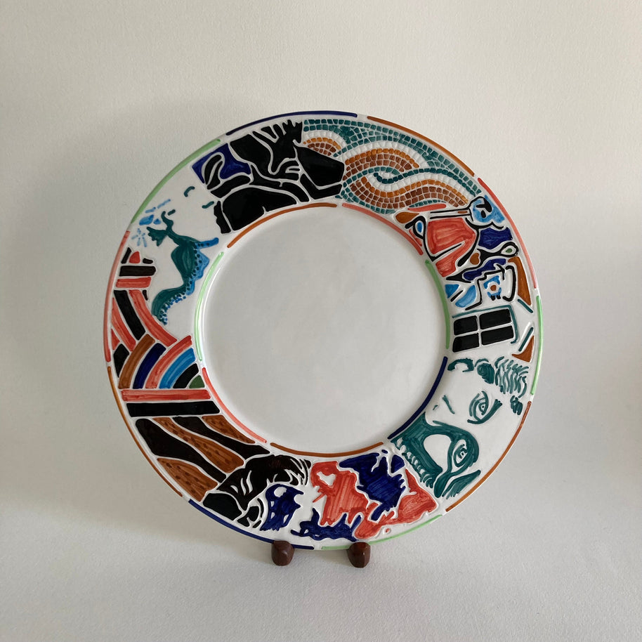 Hand Painted Vietri Plate: NC Museum of Art 50th Anniversary, Italy