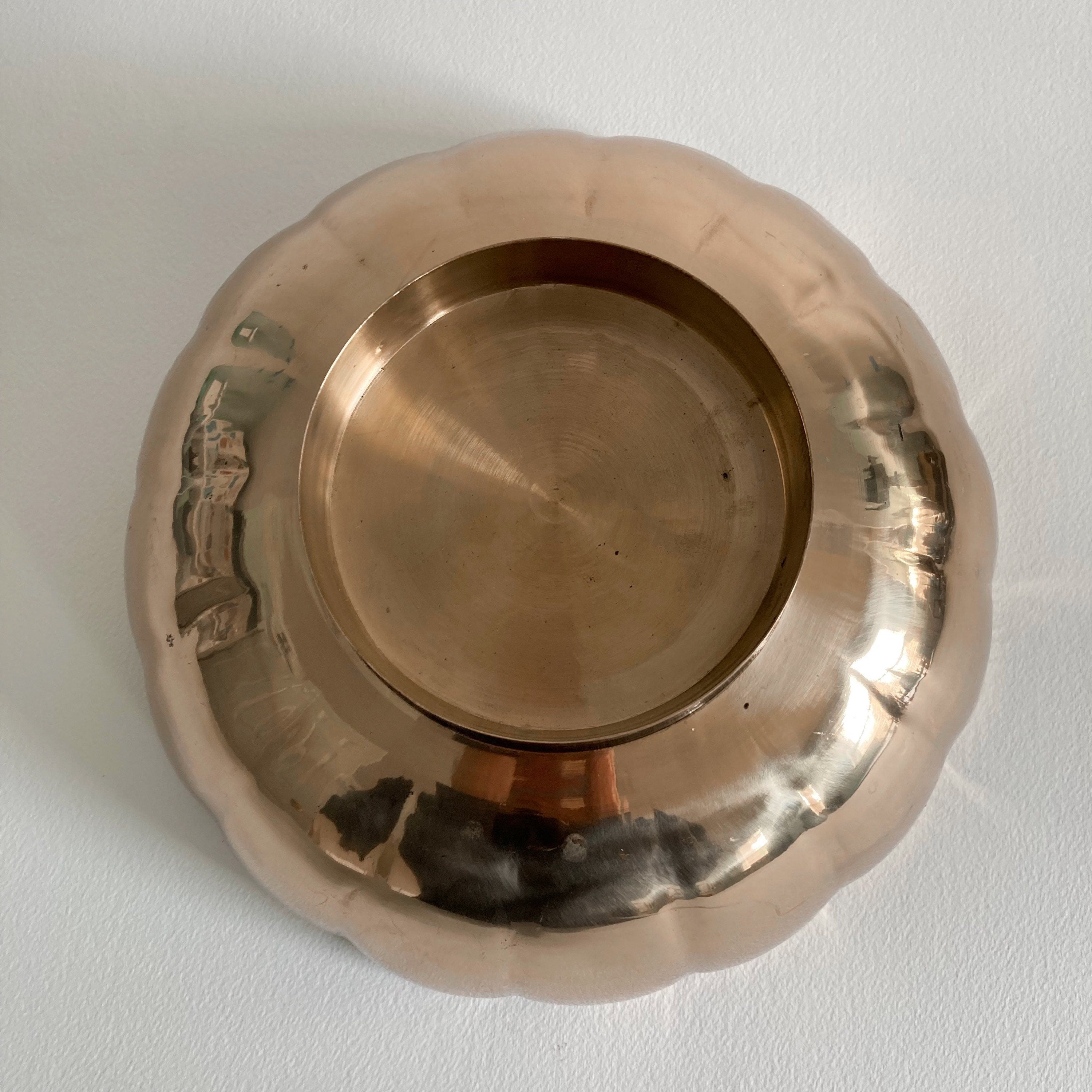 Vintage Brass Scalloped Rim Bowl - 9