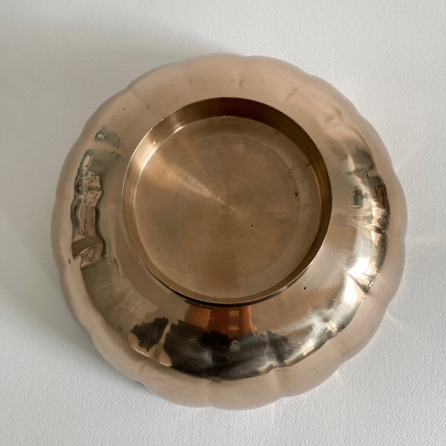 Vintage Brass Scalloped Rim Bowl - 9