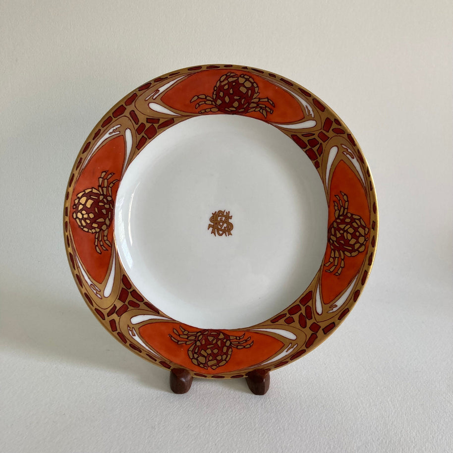 Antique Art Nouveau Aesthetic Style Theo. Haviland French Limoges Porcelain Plates: Spider Design, Set of 3