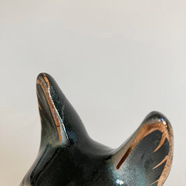AS IS Vintage 1930s Scottie Dog Statue: Ceramic Scottish Terrier with Gold Accents