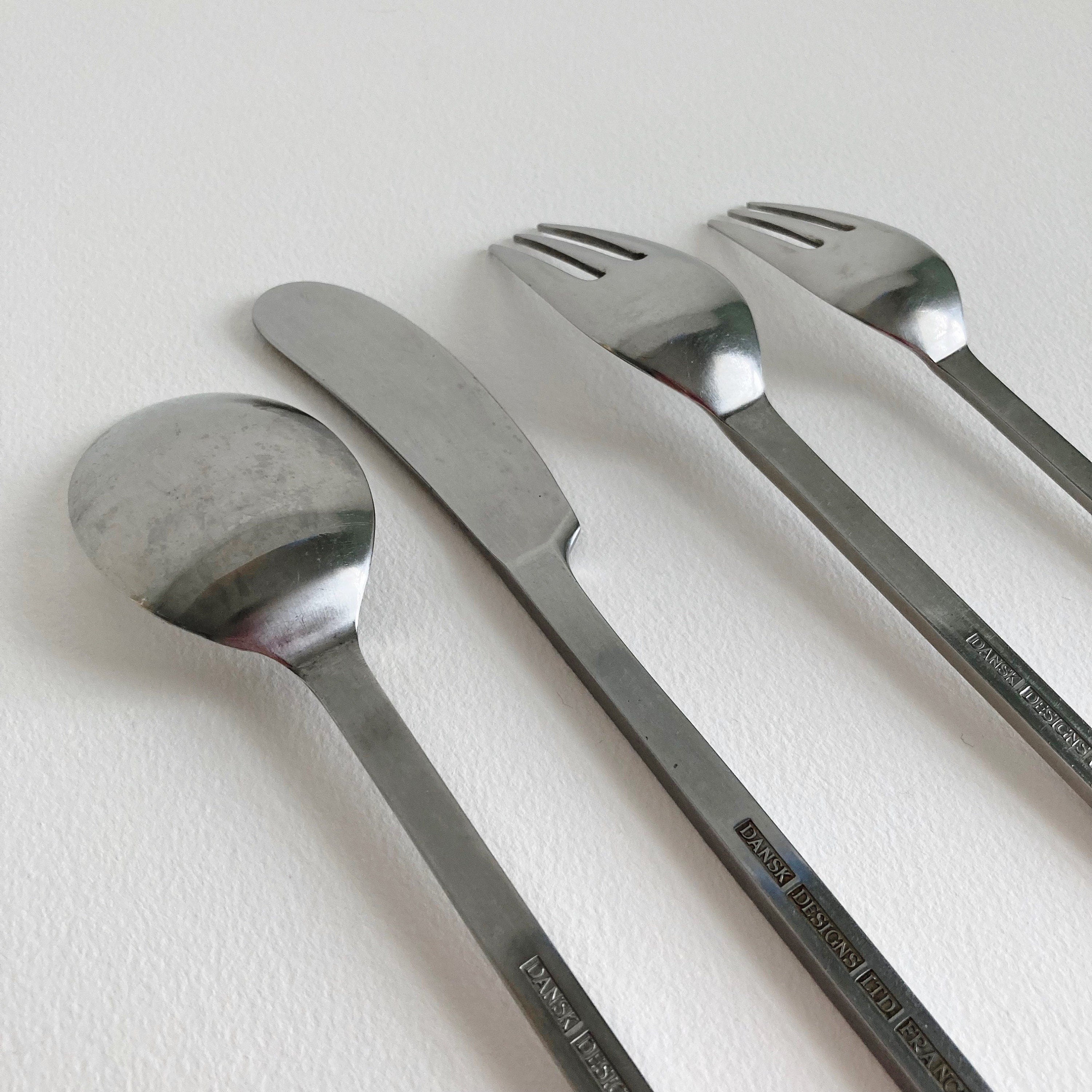 Vintage Dansk Ingot Flatware Set: MCM 4-Piece Place Setting