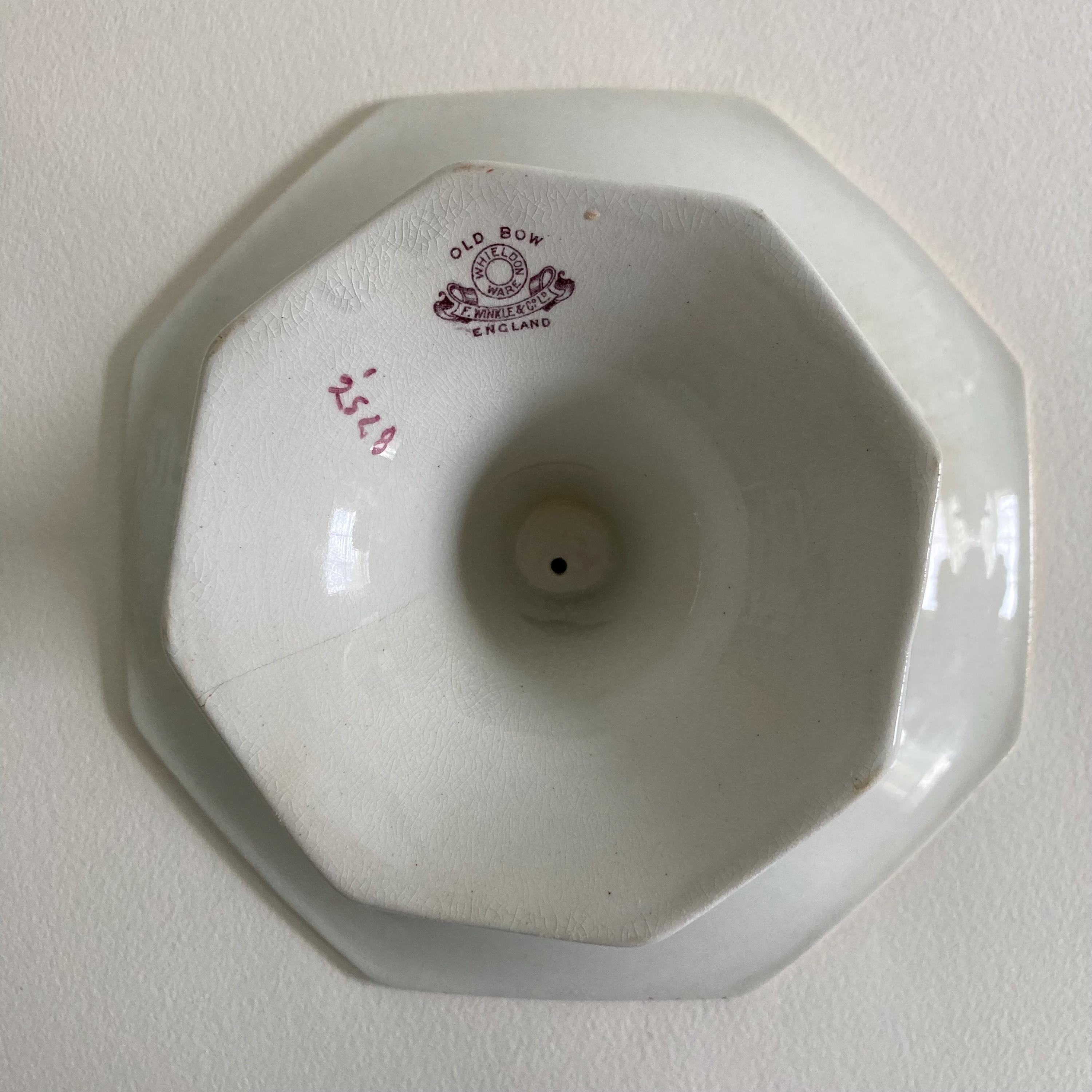 1920s Whieldon Ware Tazza: Old Bow Bird & Floral Dessert Stand