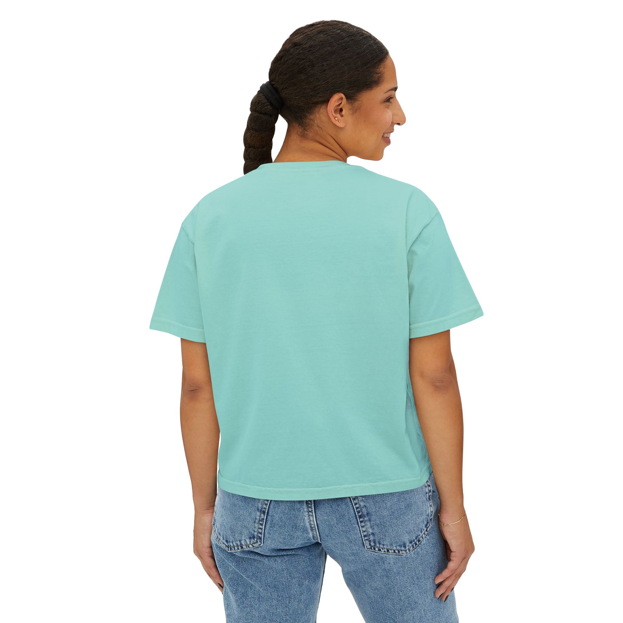 SOLID PHOTO TEST ... Boxy Tee — Vintage 'Kitty Table' Black & White Graphic Women's Crop Tee