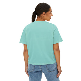 SOLID PHOTO TEST ... Boxy Tee — Vintage 'Kitty Table' Black & White Graphic Women's Crop Tee