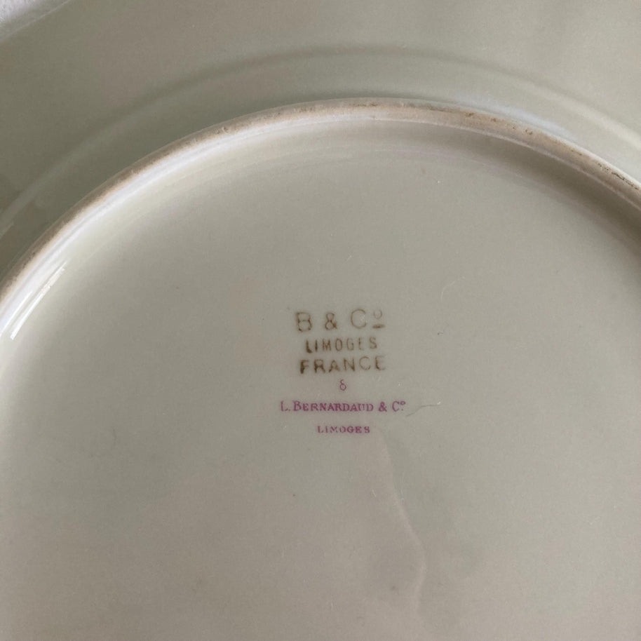 Vintage Limoges France Porcelain Salad Luncheon Plates - Set of 4 - Floral & Gold