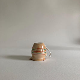 1930s Peach Lusterware Creamer: Striped Ceramic Pitcher, Czechoslovakia