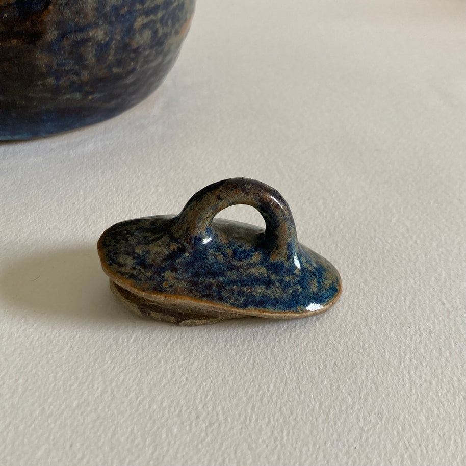 Artist Signed Studio Pottery Teapot: Mottled Blue Green Glaze, 20th Century