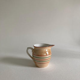 1930s Peach Lusterware Creamer: Striped Ceramic Pitcher, Czechoslovakia