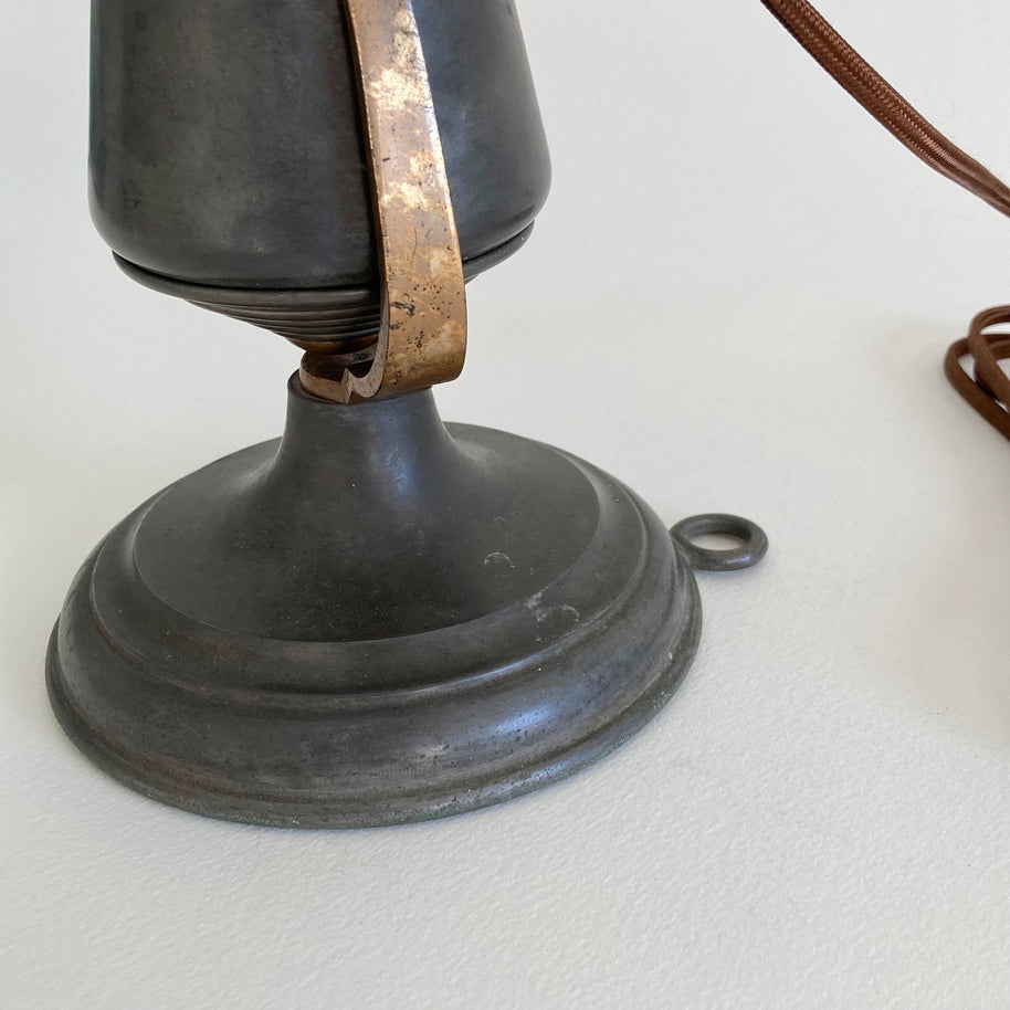 Antique Pewter Gimbal Lights: Nautical Table or Wall Sconces - Rewired