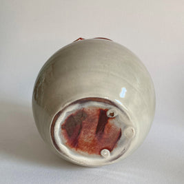 Studio Pottery Pitcher with Lid: Tan Reddish Brown Glaze, 8