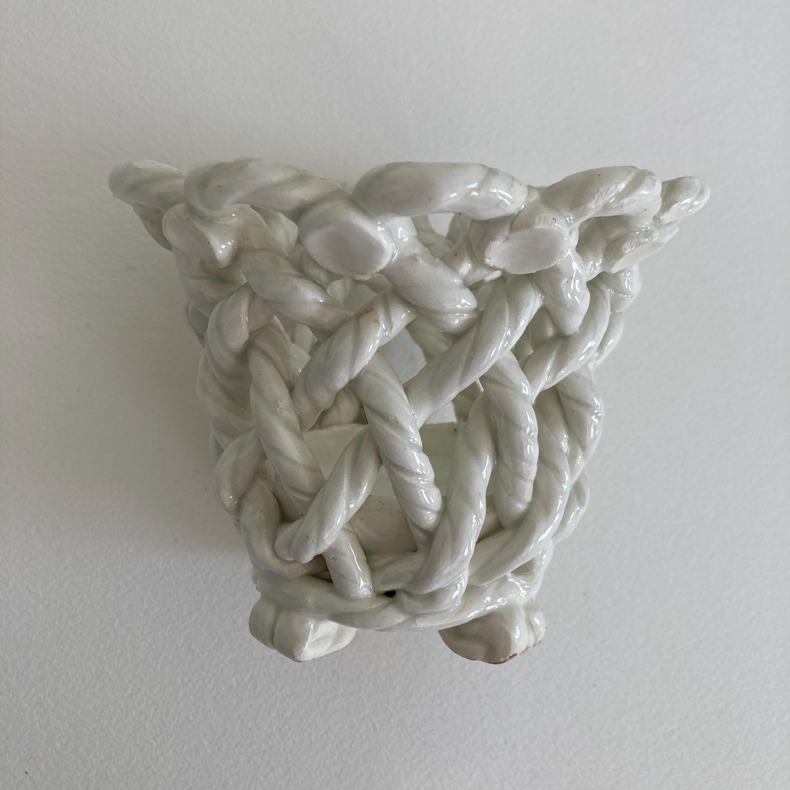 Vintage Goodfriend Ceramic Planter: Twisted Rope Design, High Gloss Glaze