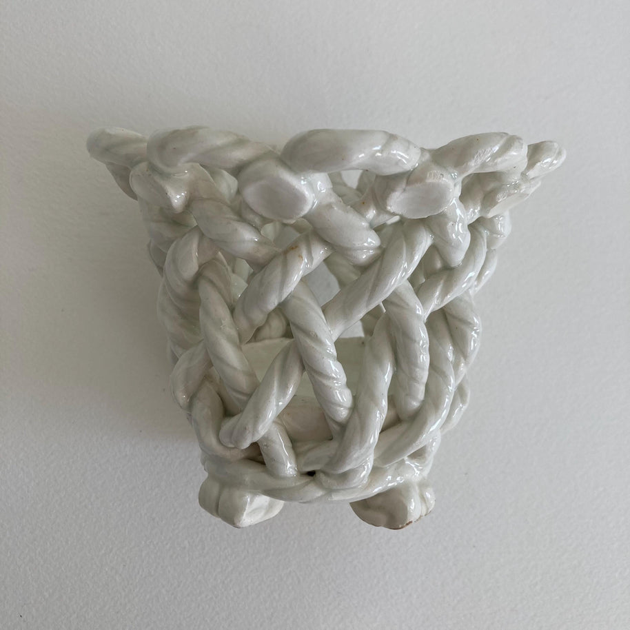 Vintage Goodfriend Ceramic Planter: Twisted Rope Design, High Gloss Glaze
