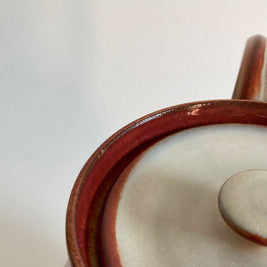 Studio Pottery Pitcher with Lid: Tan Reddish Brown Glaze, 8